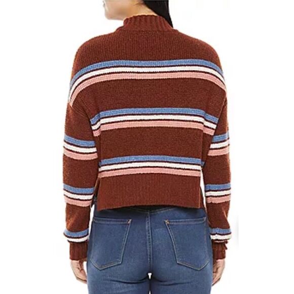NWT Arizona Juniors Womens Turtleneck Long Sleeve Striped Pullover Sweater - Picture 2 of 12